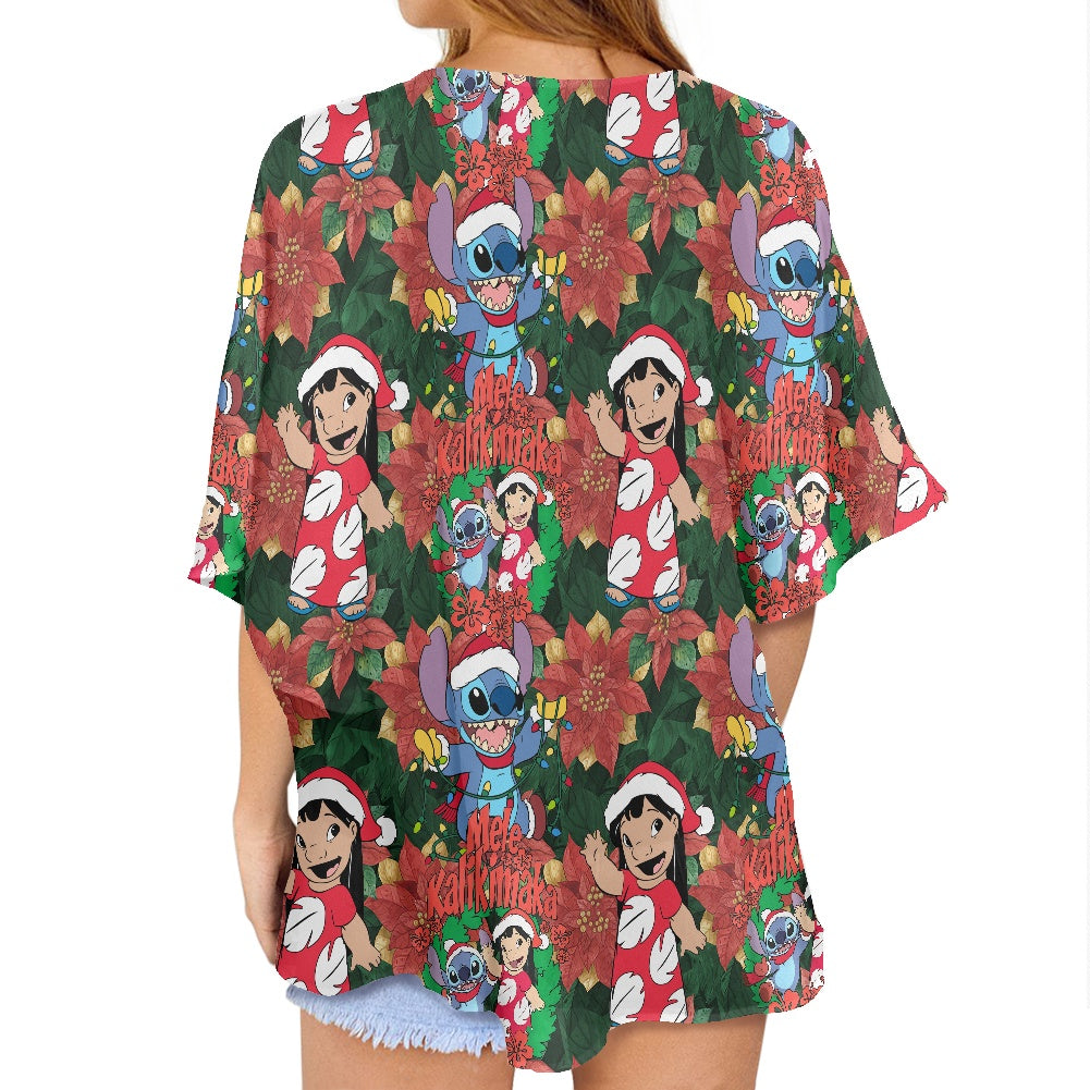 Hawaiian Christmas Women's cardigan chiffon shirt