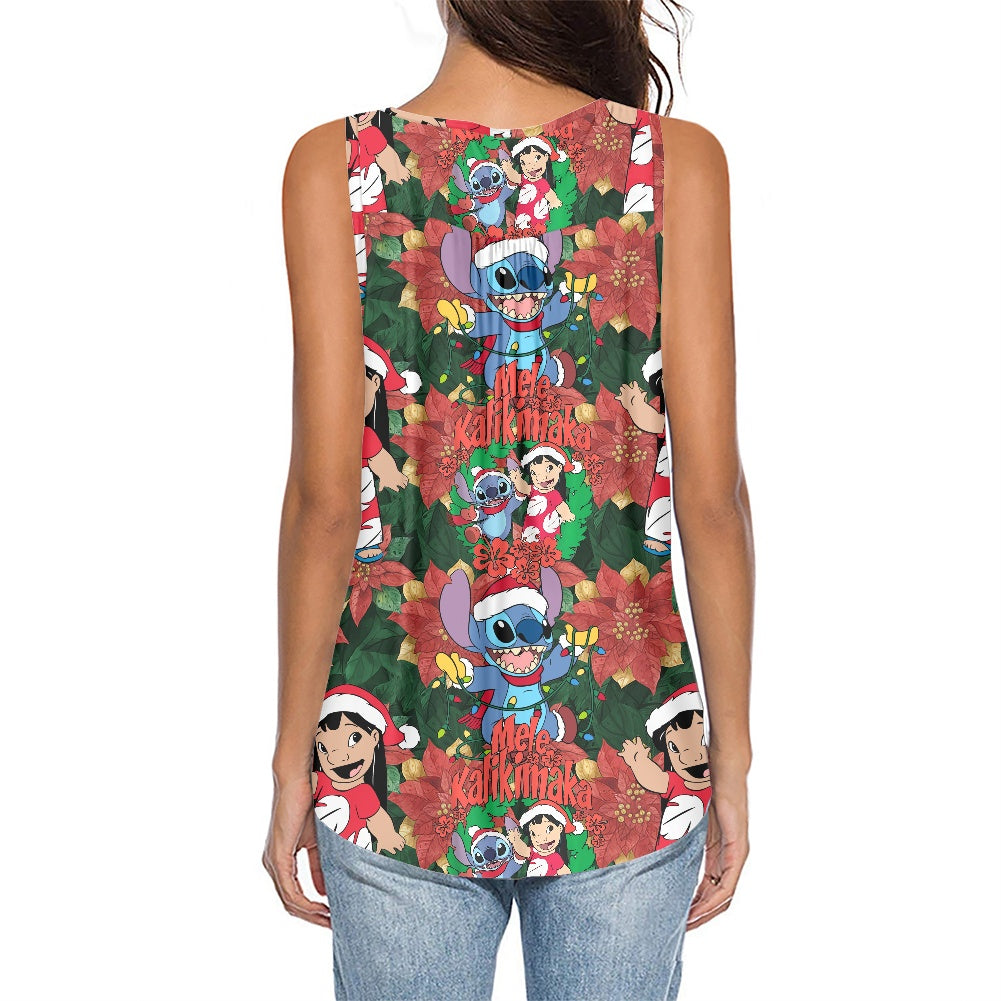 Hawaiian Christmas Women's Sleeveless V-Neck Top