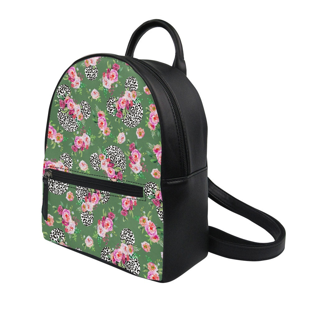 Floral Cheetah Green Small Backpack