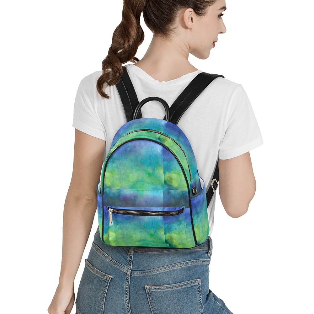 Aqua Tie Dye Casual Backpack for women