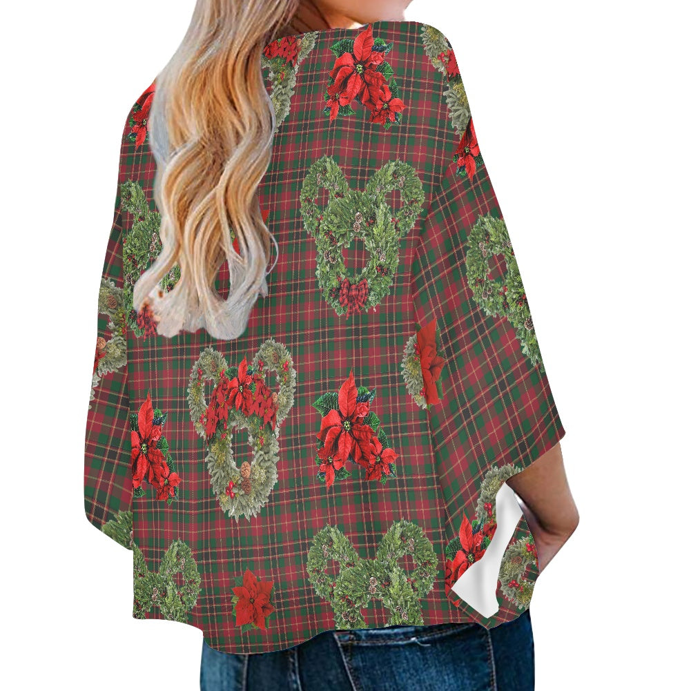 Christmas Wreaths Women‘s’ V-neck Streamers Blouse