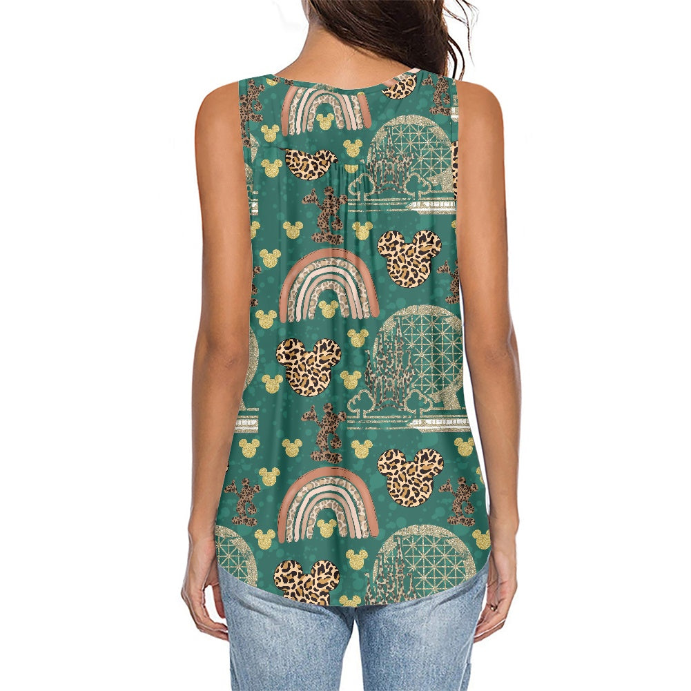 Cheetah Rainbow Women's Sleeveless V-Neck Top