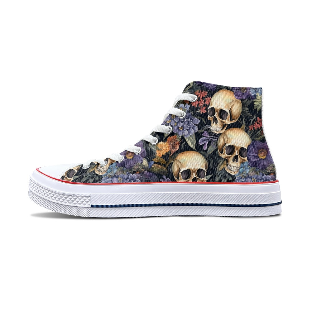 Floral Skulls High Top Canvas Shoes