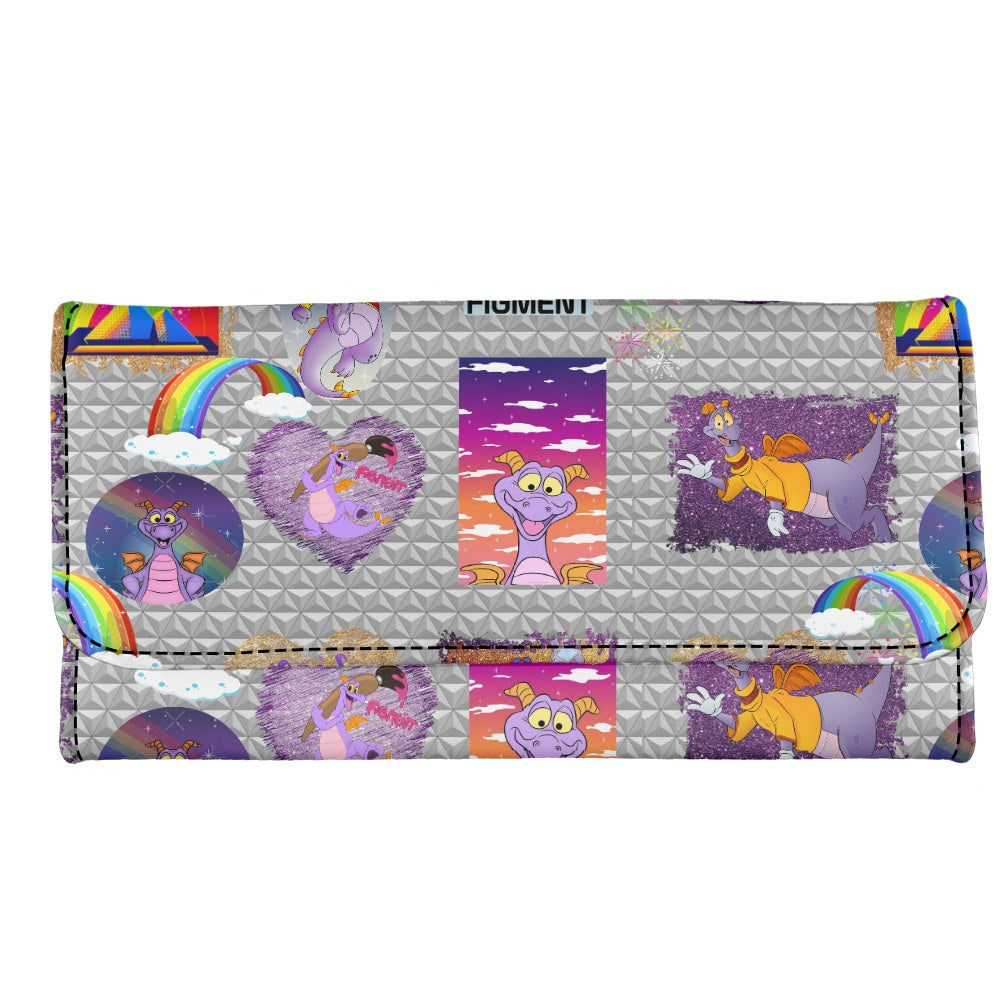 Purple Dragon Long Folding Wallet