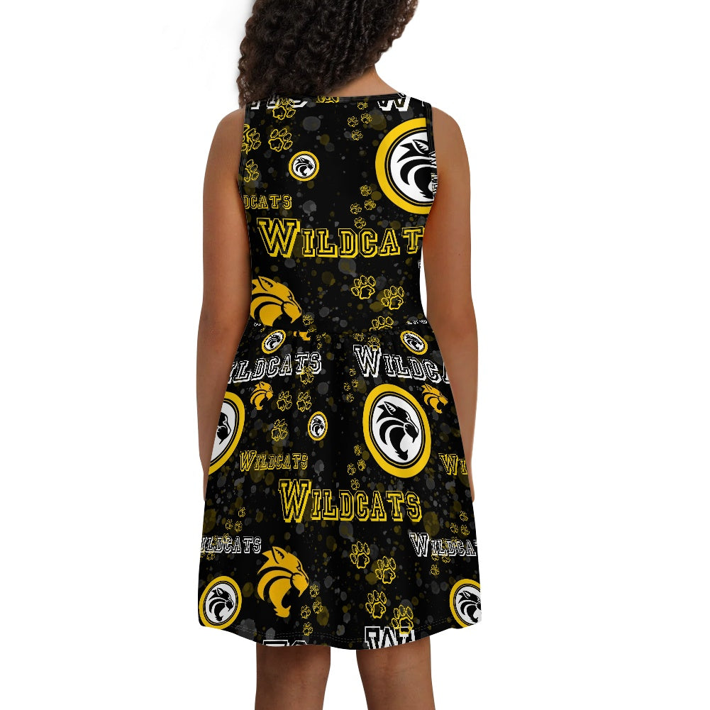 Wildcats All-Over Print Girl's Short Sleeve Dress