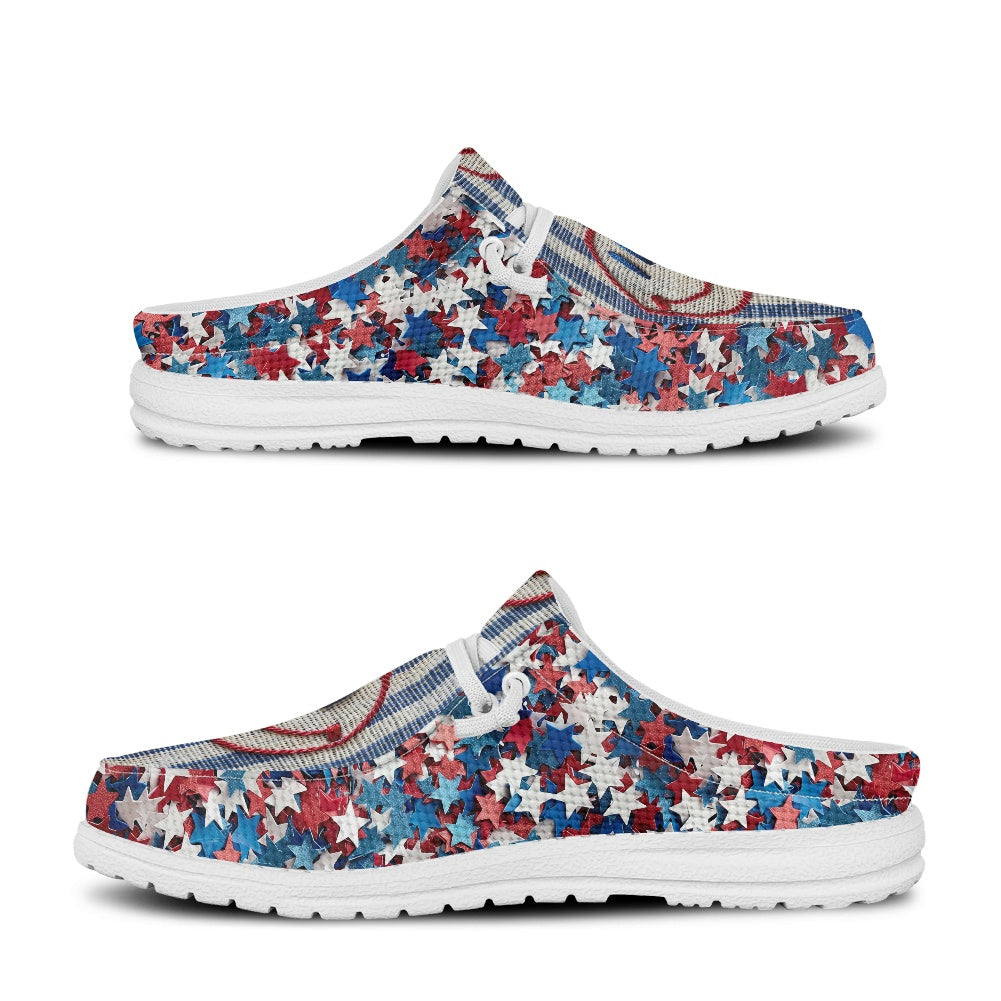 Patriotic Smiley MESH DUDE SHOES