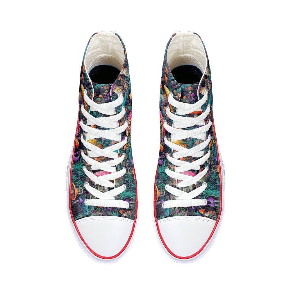 Neon Mushrooms High Top Canvas Shoes