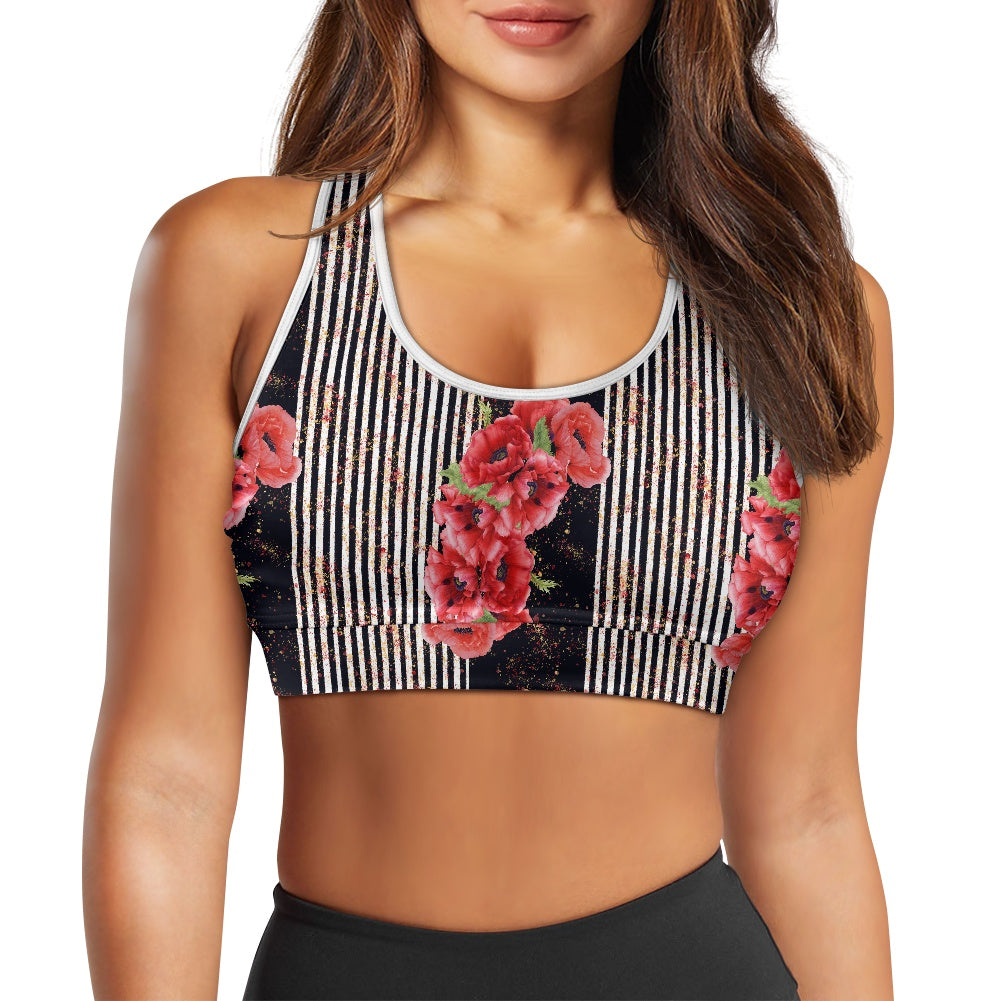Poppy Stripe Women's Sports Vest