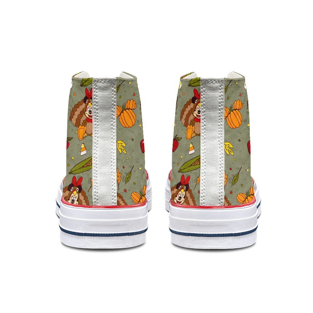 Turkey Mouse High Top Canvas Shoes