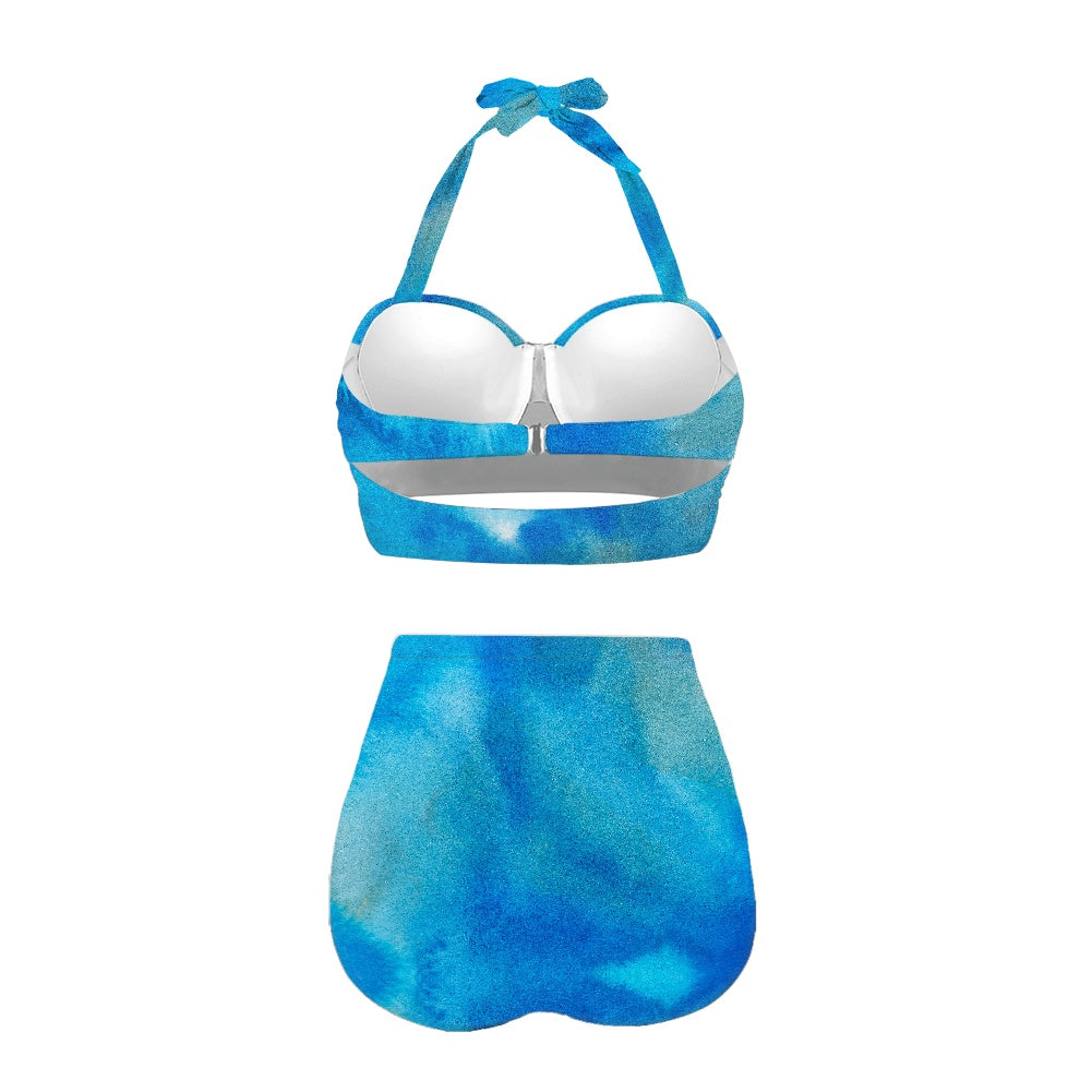 Aqua Blue Tie Dye Two-piece Swimsuit