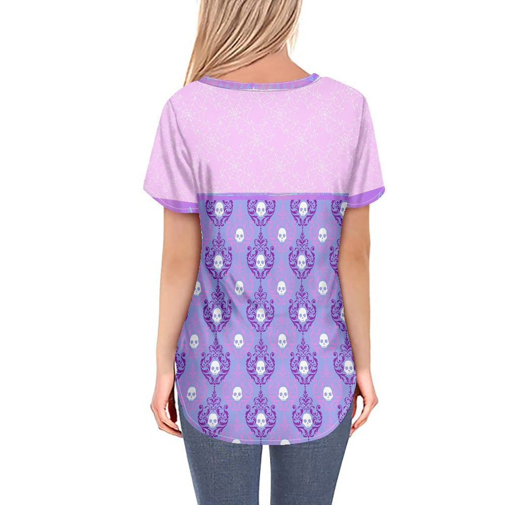 Purple Skull Women's V-neck Top