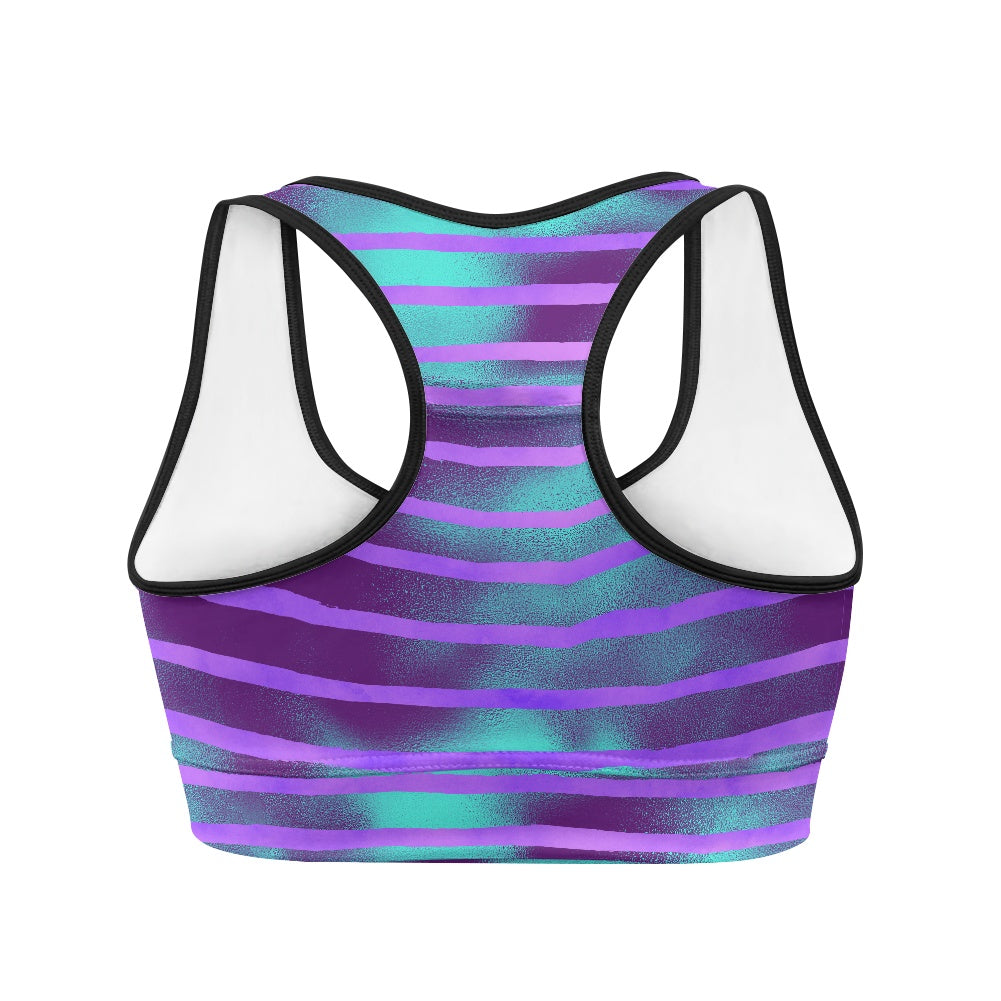 Aqua Purple Stripe Women's Sports Vest