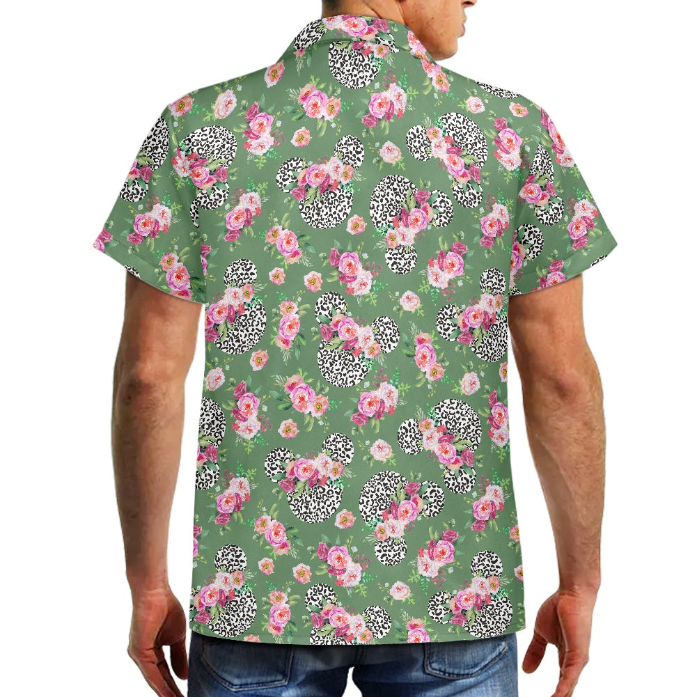 Floral Cheetah Green Hawaiian shirt