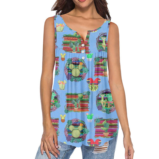 Mouse Cactus Women's Sleeveless V-Neck Top