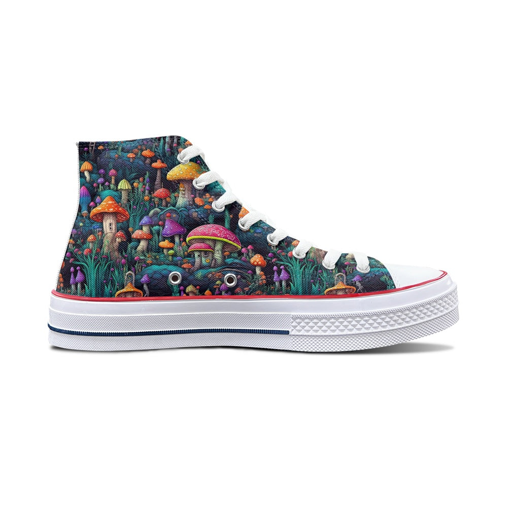Neon Mushrooms High Top Canvas Shoes