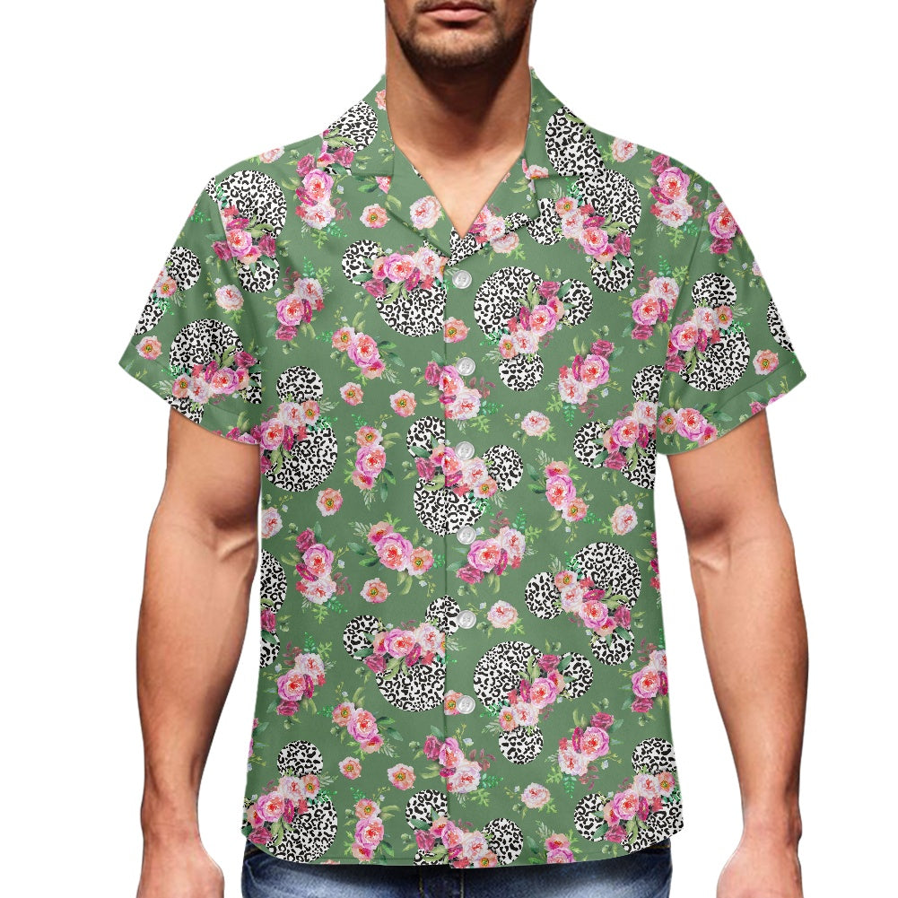 Floral Cheetah Green Hawaiian shirt