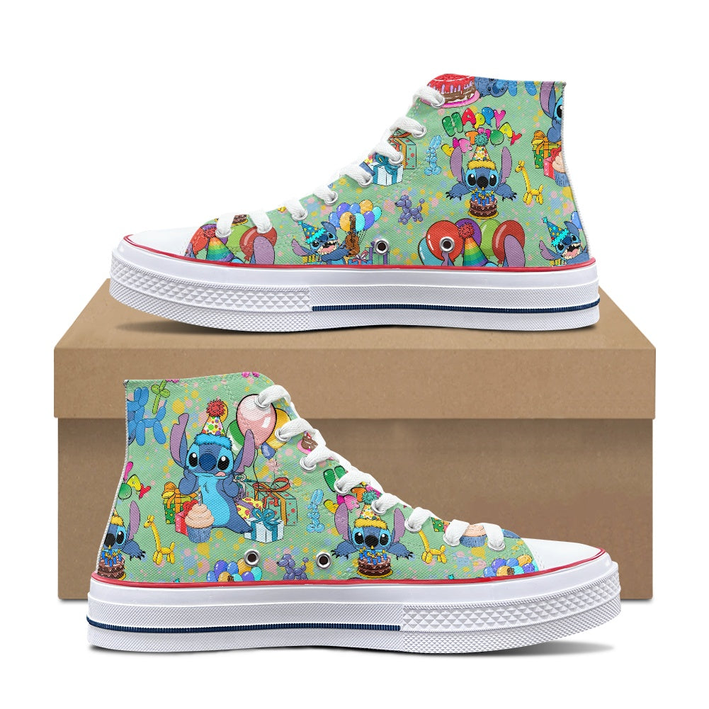 Birthday Alien High Top Canvas Shoes