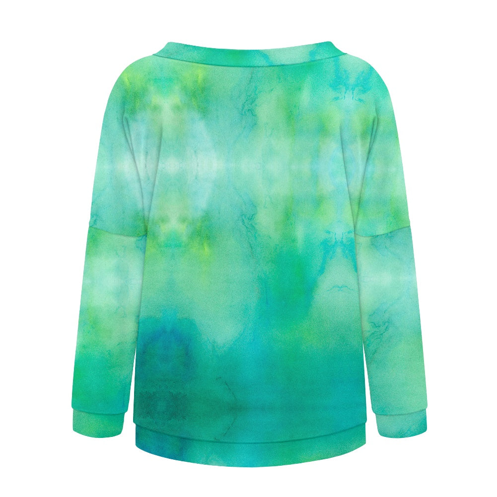 Light Aqua Tie Dye Women's one-shoulder top