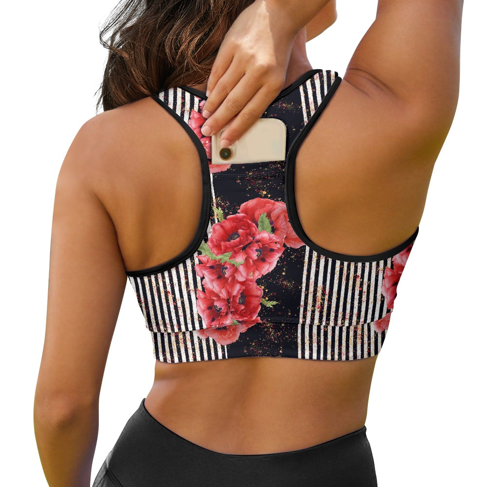 Poppy Stripe Women's Sports Vest
