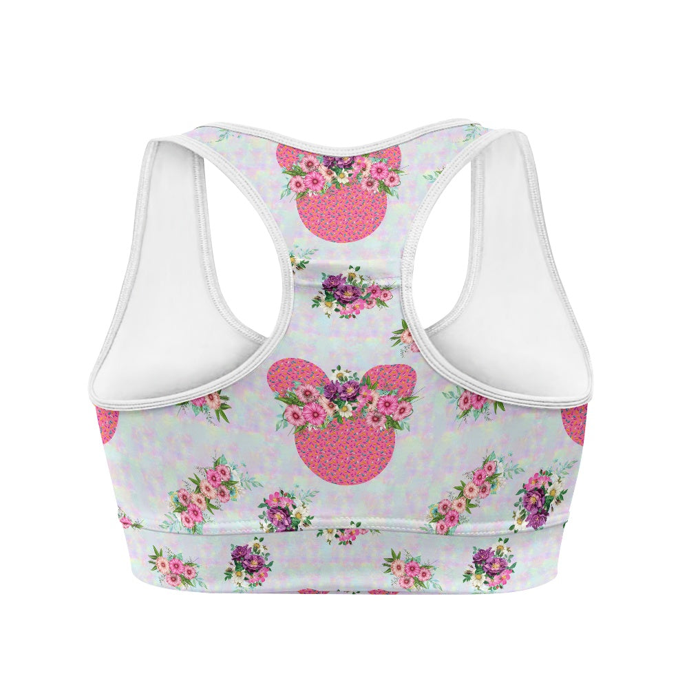 Pink Floral Crown Women's Sports Vest