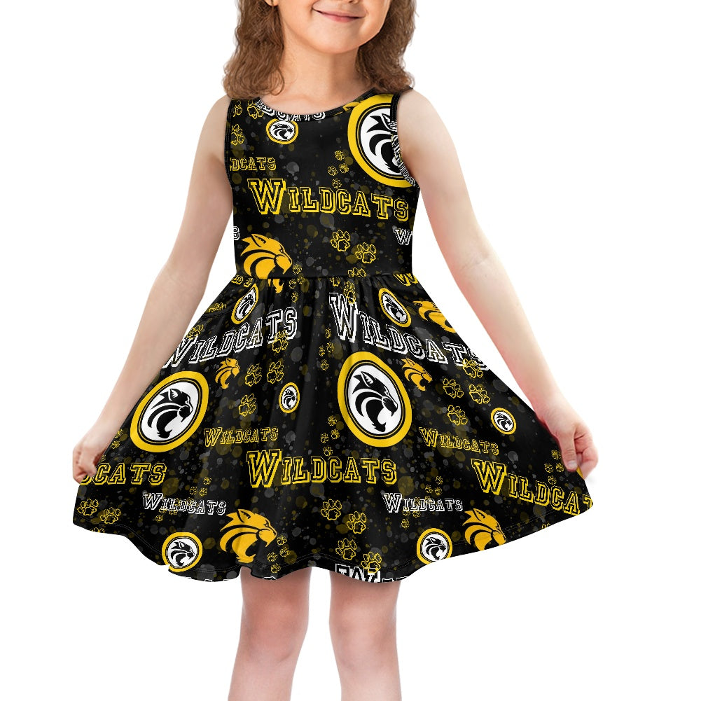 Wildcats All-Over Print Girl's Short Sleeve Dress