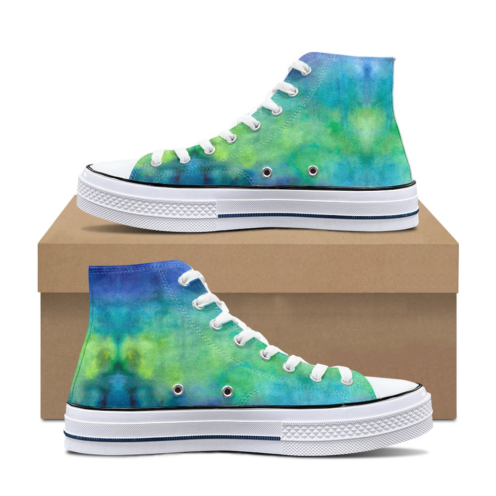 Aqua Tie Dye High Top Canvas Shoes