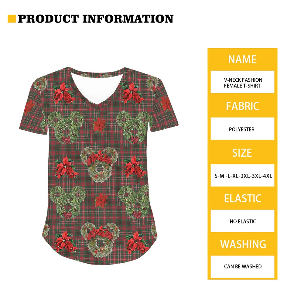 Christmas Wreaths Women's V-neck Top