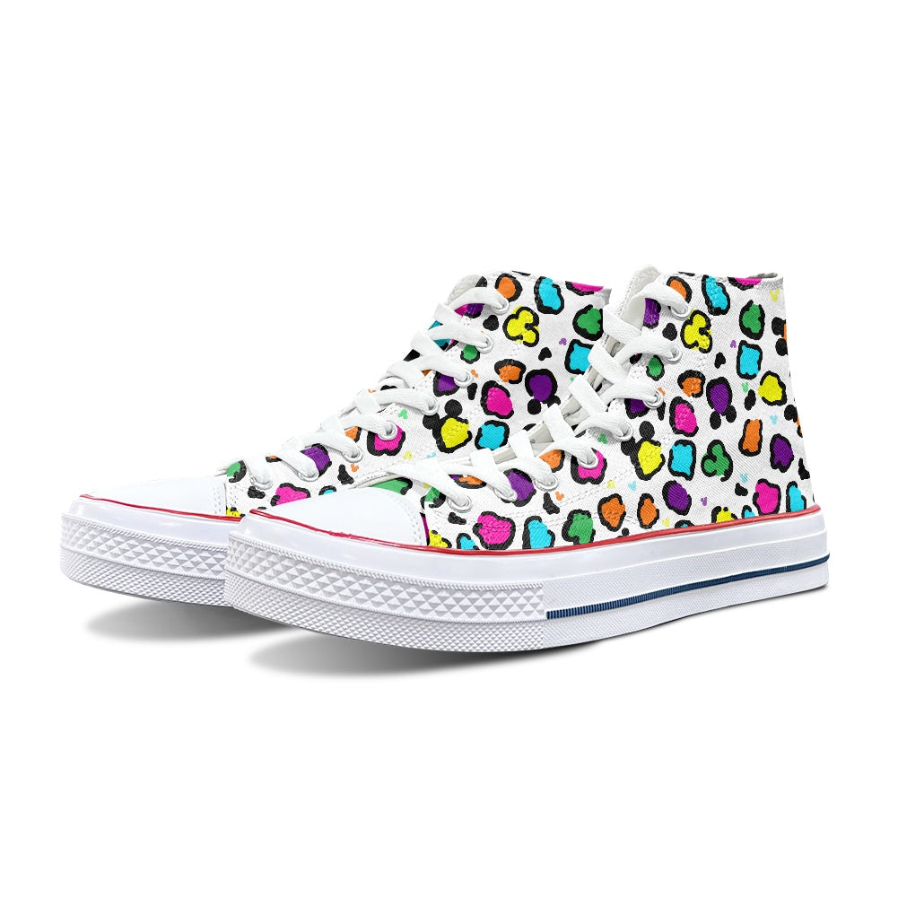 Neon Spots High Top Canvas Shoes