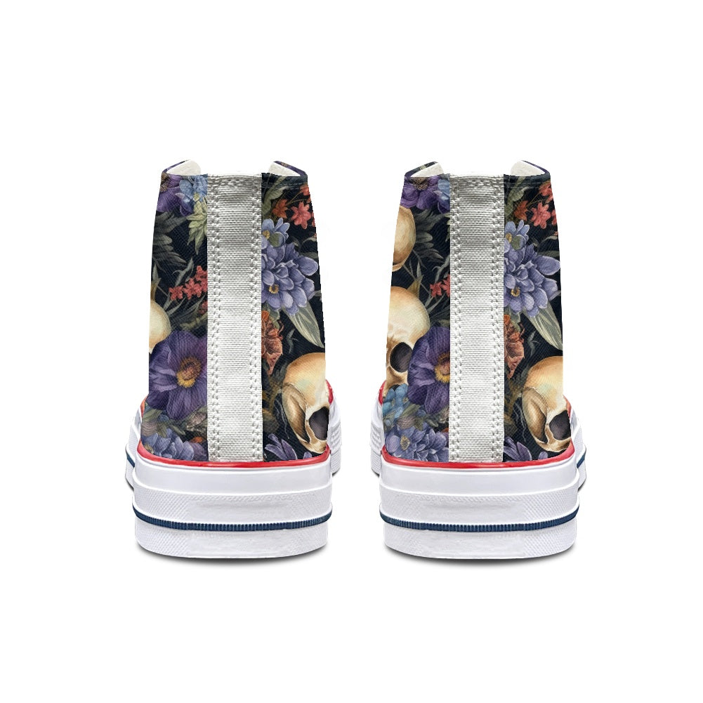 Floral Skulls High Top Canvas Shoes