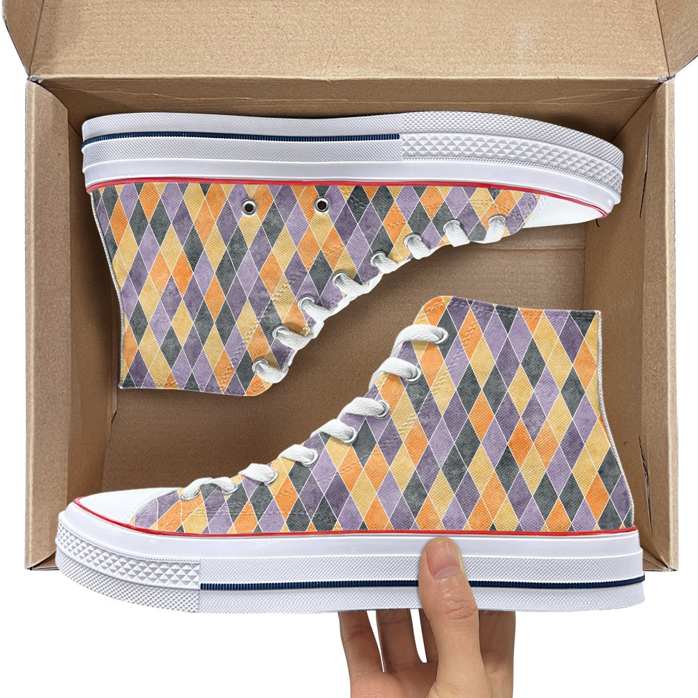 Harlequin Plaid High Top Canvas Shoes