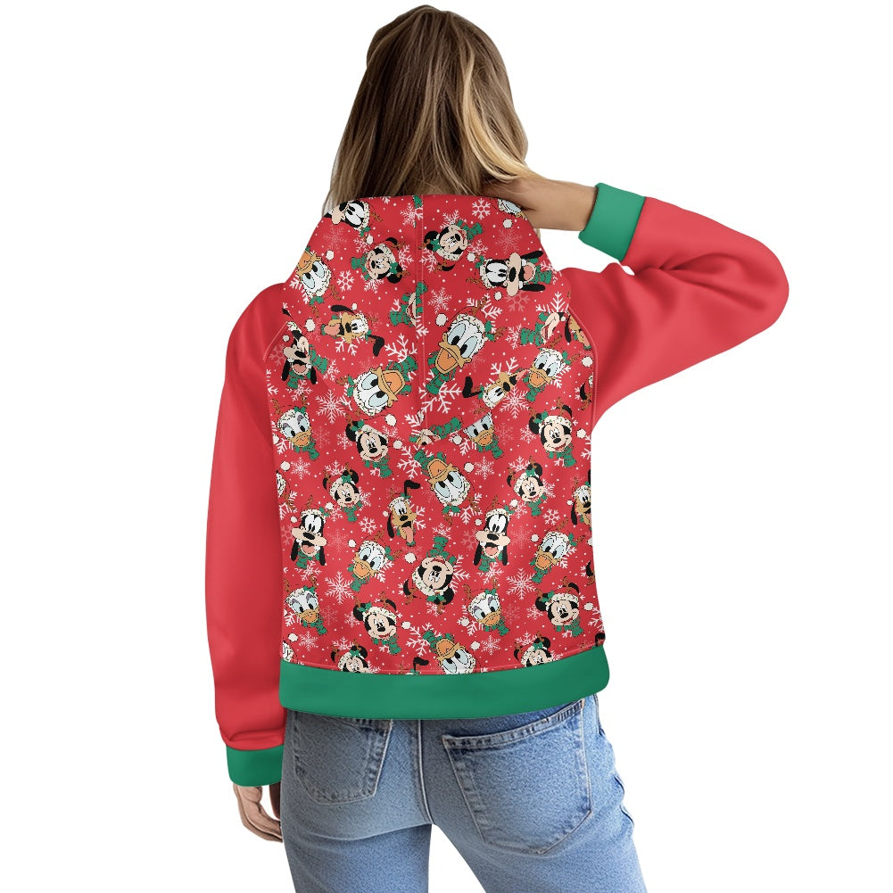 Christmas Friends Half zip hoodie sweatshirt loose short style