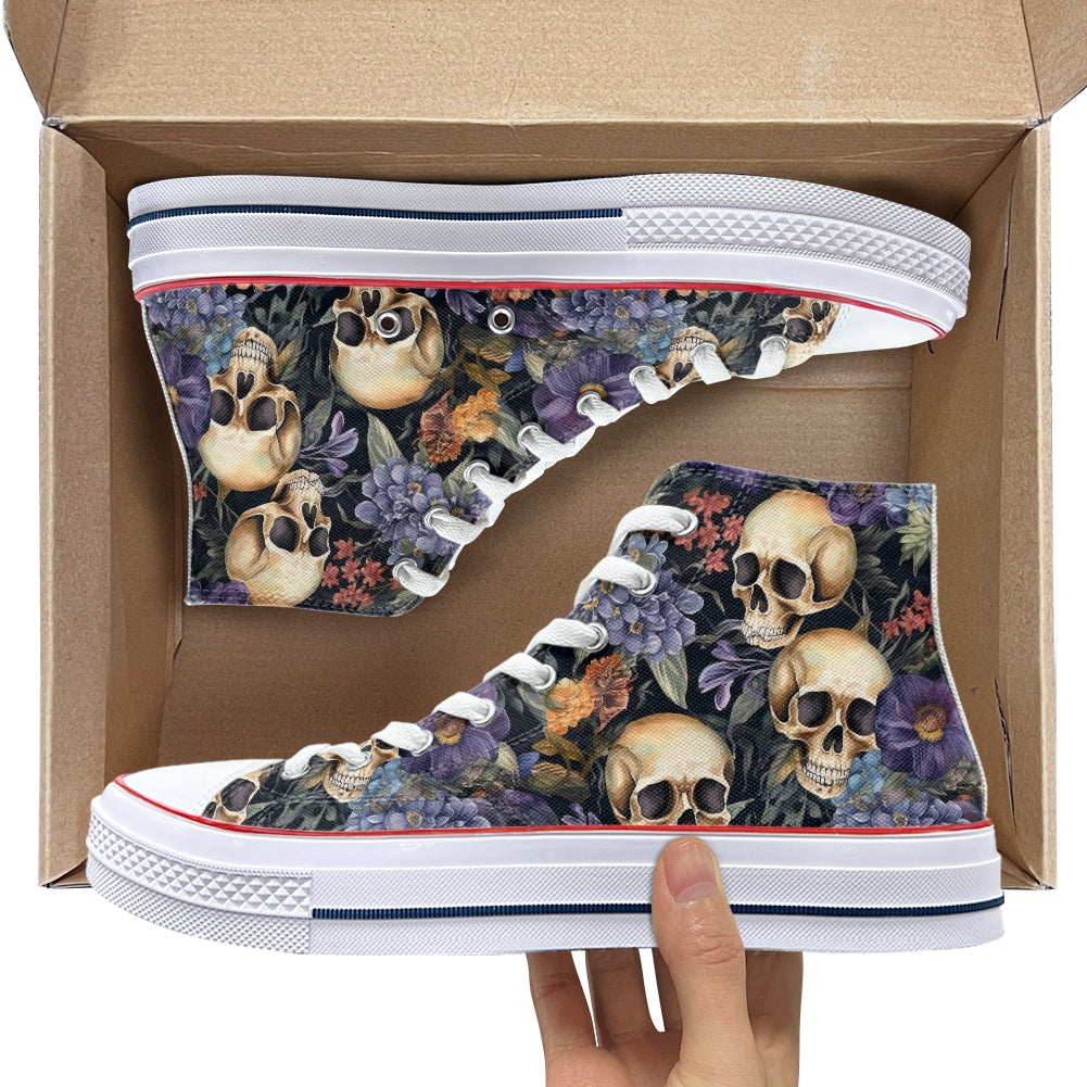 Floral Skulls High Top Canvas Shoes