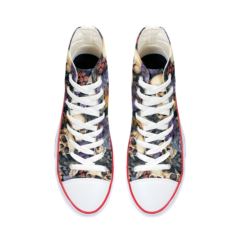 Floral Skulls High Top Canvas Shoes