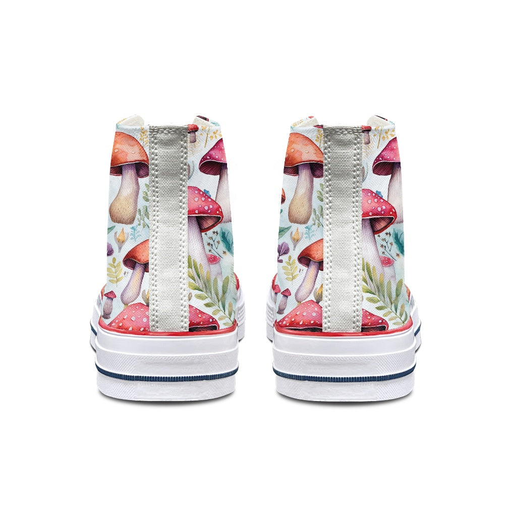 Red Mushrooms High Top Canvas Shoes