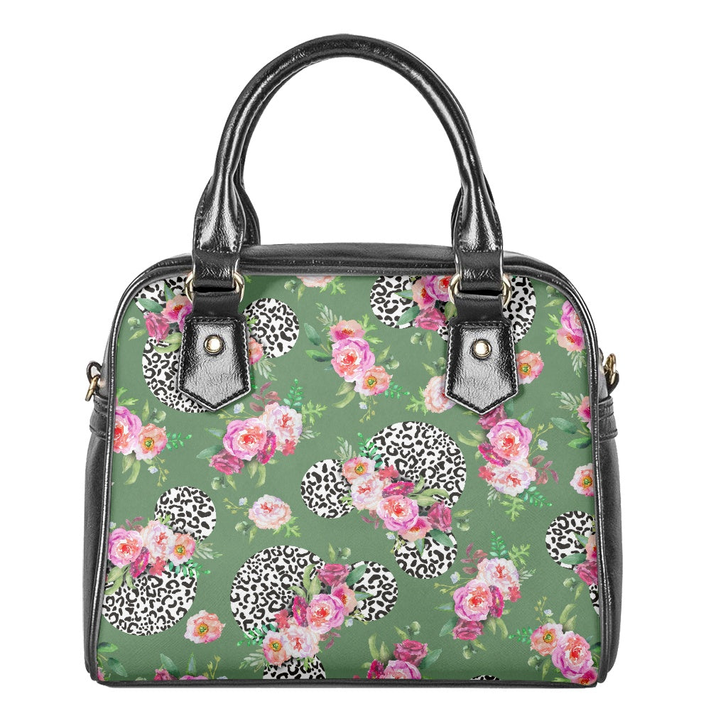 Floral Cheetah Green Bowler Bag