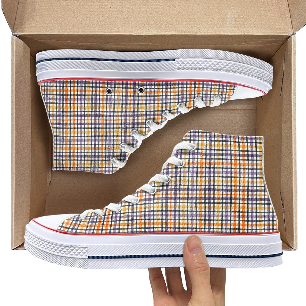 Plaid High Top Canvas Shoes