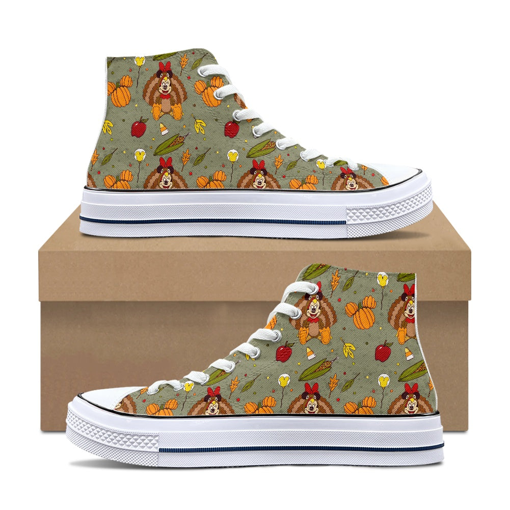 Turkey Mouse High Top Canvas Shoes