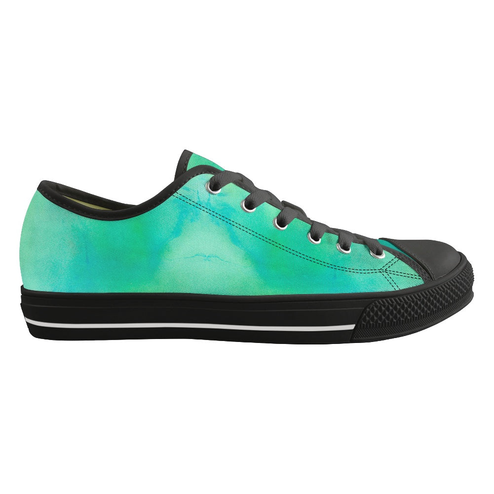 Aqua Tie Dye Light Adult Classic Low Top Canvas Shoes-Heavy Bottom