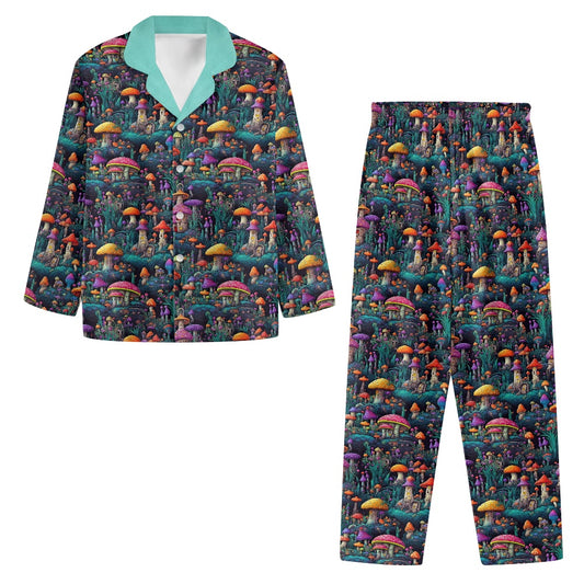 Neon Mushrooms Pajamas (button)