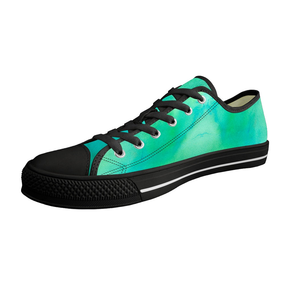 Aqua Tie Dye Light Adult Classic Low Top Canvas Shoes-Heavy Bottom