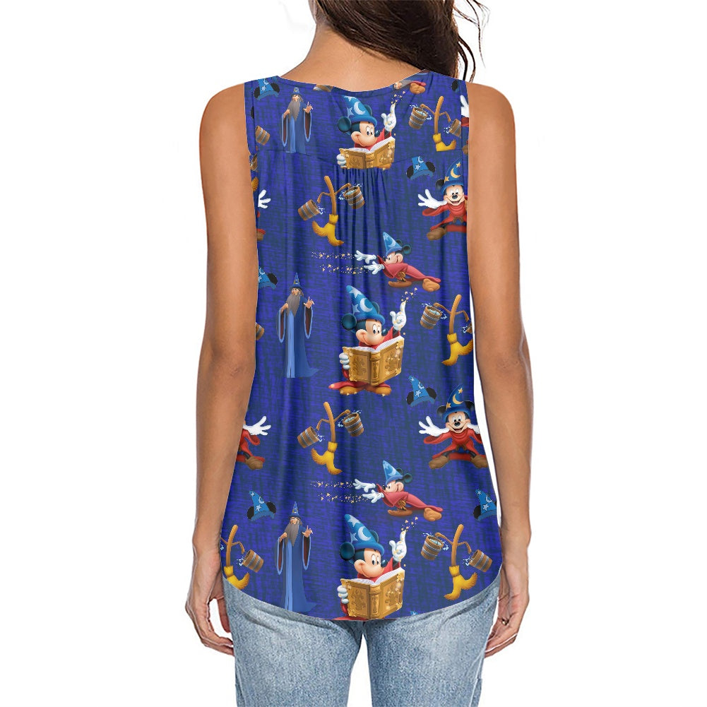 Mouse Sorcerer Women's Sleeveless V-Neck Top