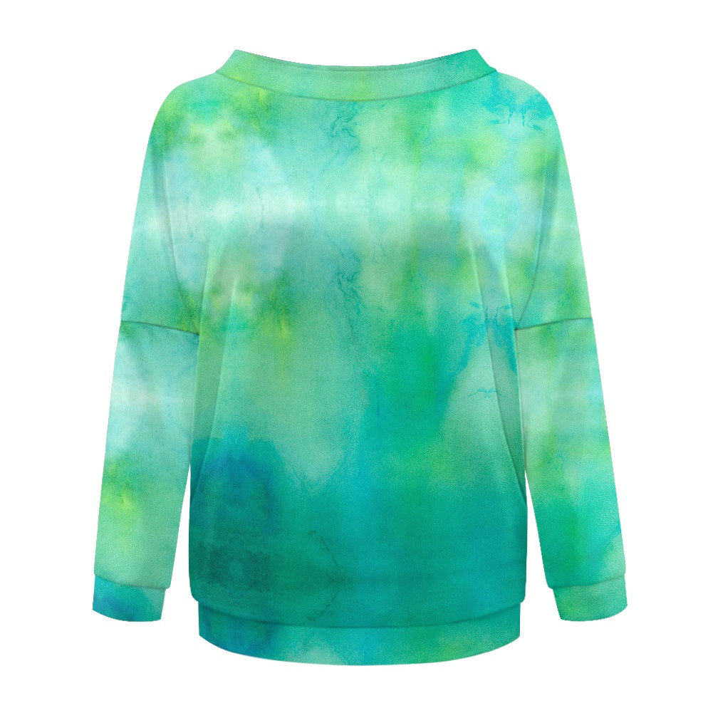 Light Aqua Tie Dye Women's one-shoulder top