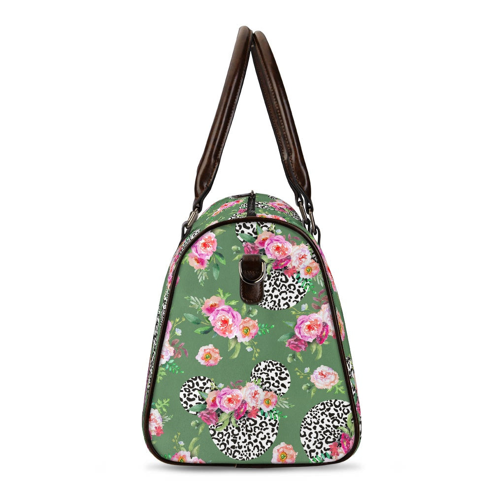 Floral Cheetah Green Travel Handbag