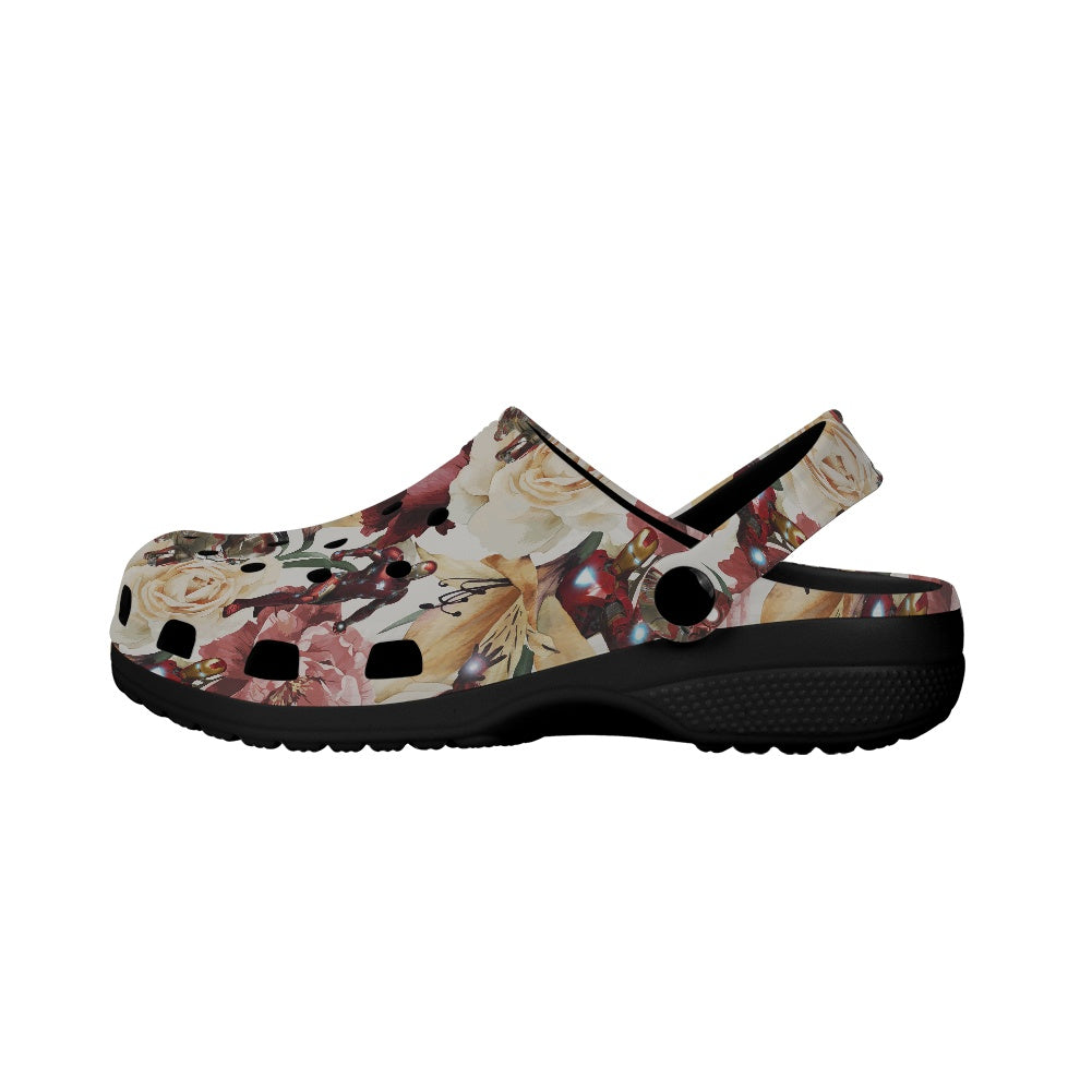 Floral Iron Crocs Black Sole