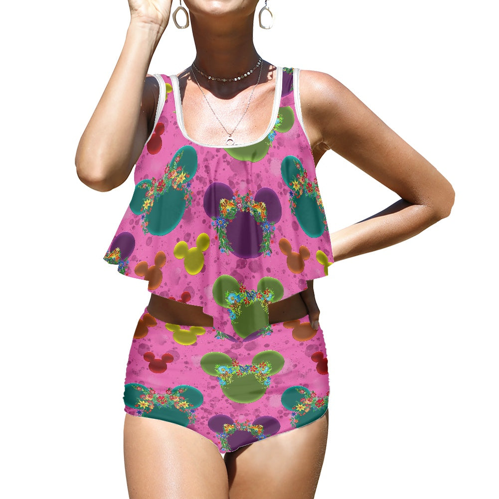 Neon Floral Ears Bikini swimsuit