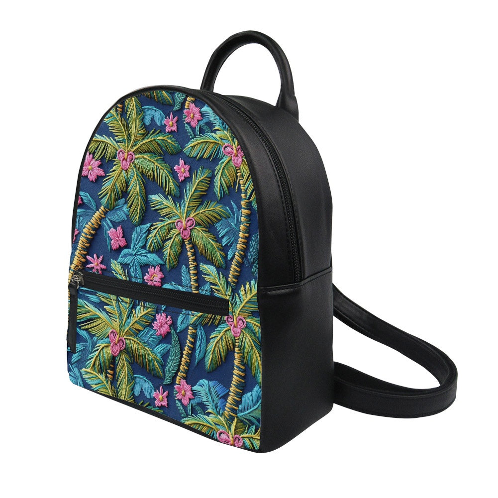 Embroidered Palms Small Backpack