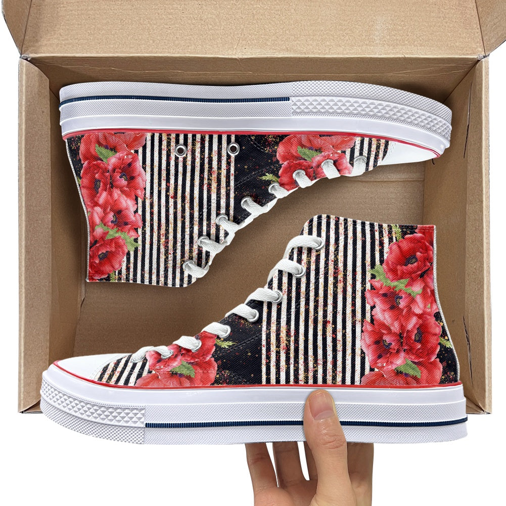 Poppy Stripe High Top Canvas Shoes