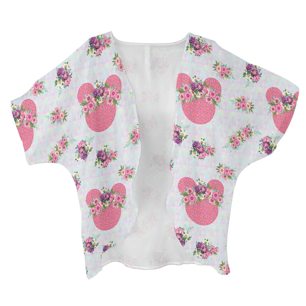 Pink Floral Crown Women's cardigan chiffon shirt