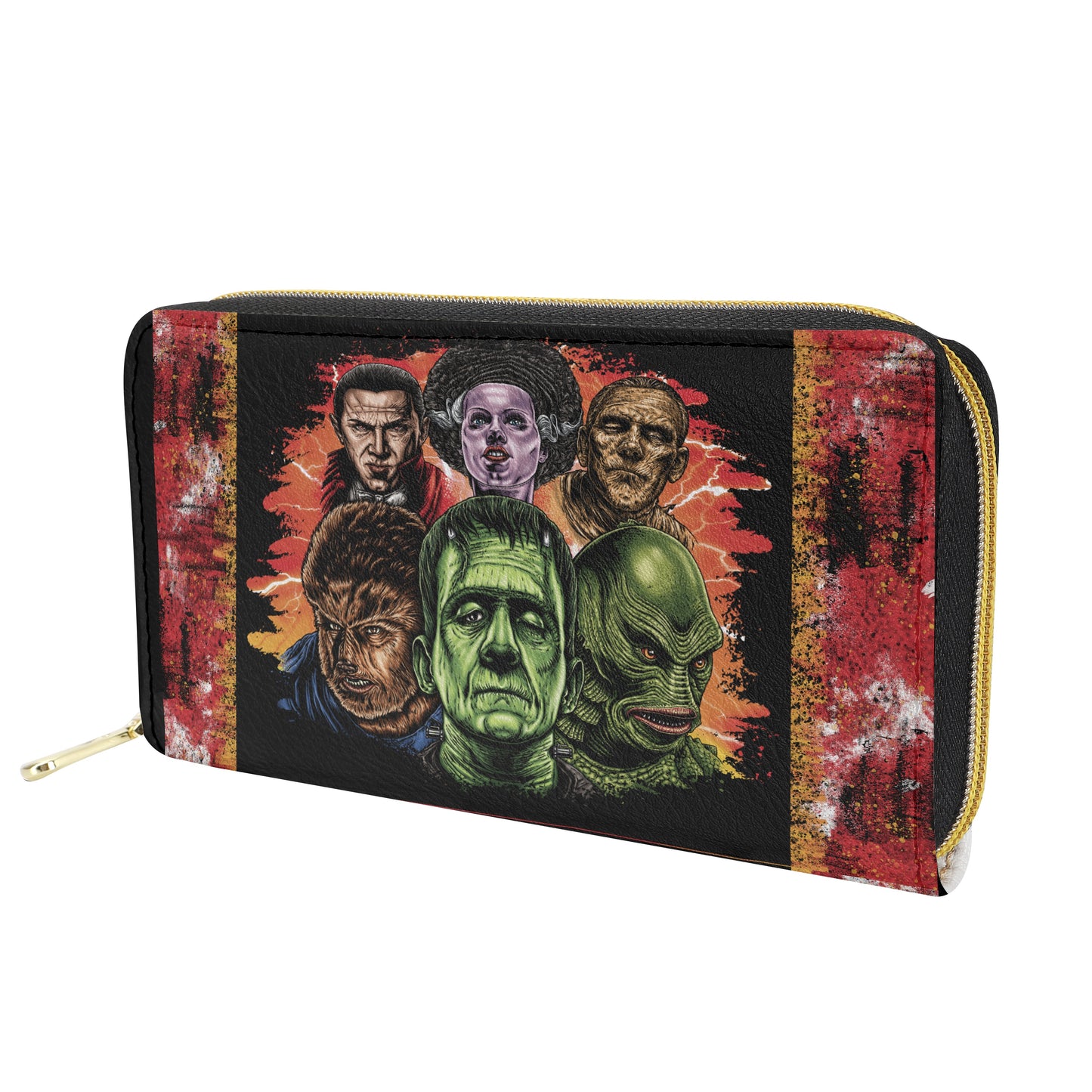 Movie Monster Sketch PU wallet (nylon zipper)