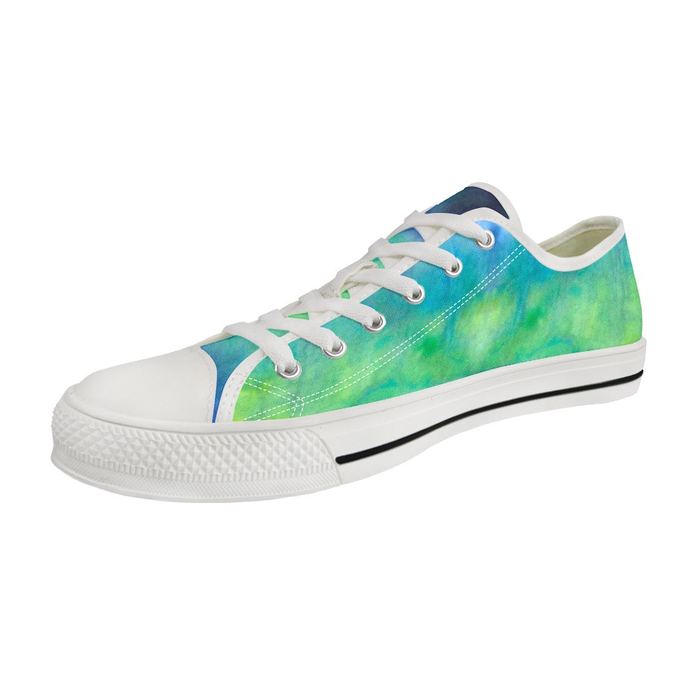 Aqua Tie Dye Adult Classic Low Top Canvas Shoes-Heavy Bottom